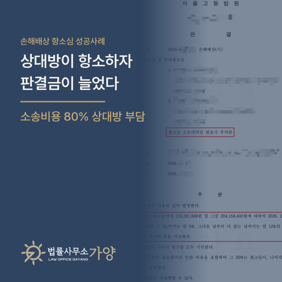 직원 횡령 손해배상, 상대방 항소에 부대항소로 맞서 판결금을 늘리고 소송비용 80%를 상대방에게 부담시킨 사례